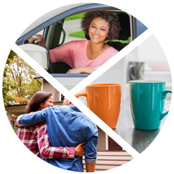 Collage of people aand coffee cups